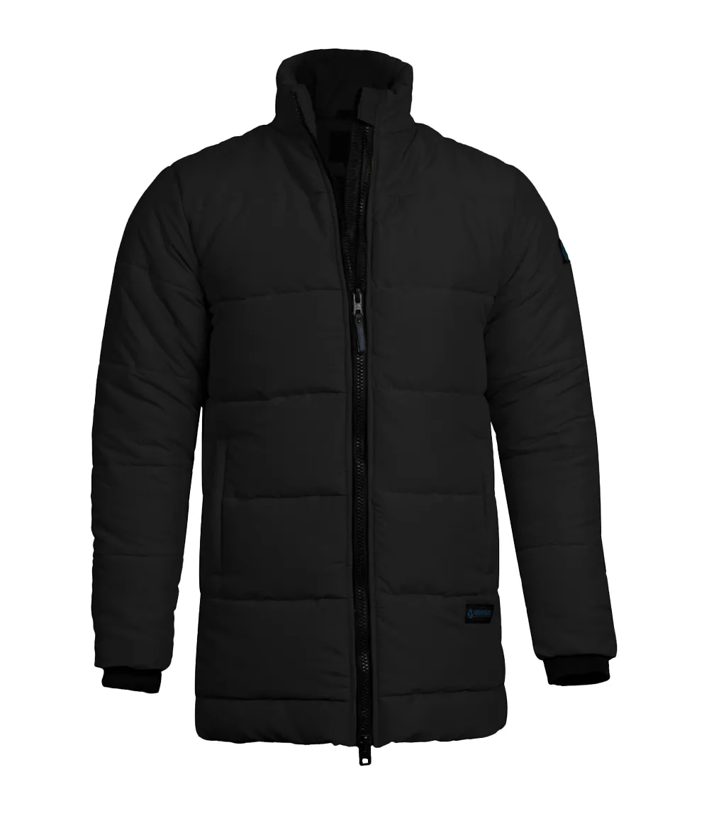 Herman Men's Black Down Puffer Jacket - 3/4 Length Jacket