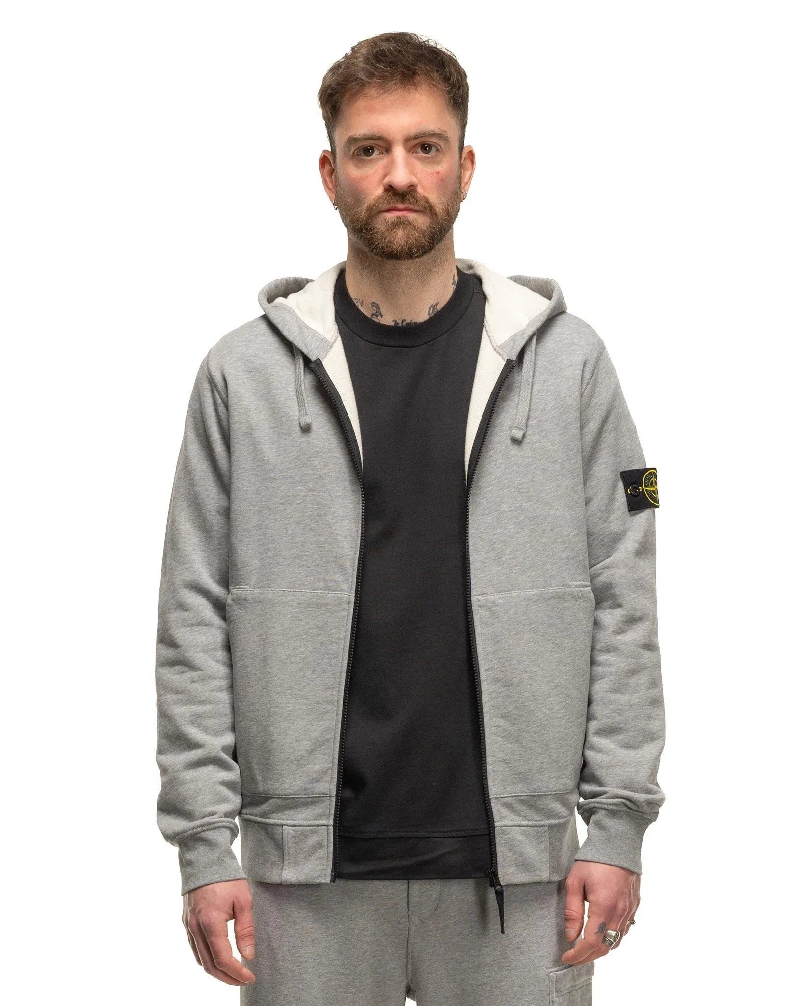 Hooded Track Top Melange Grey