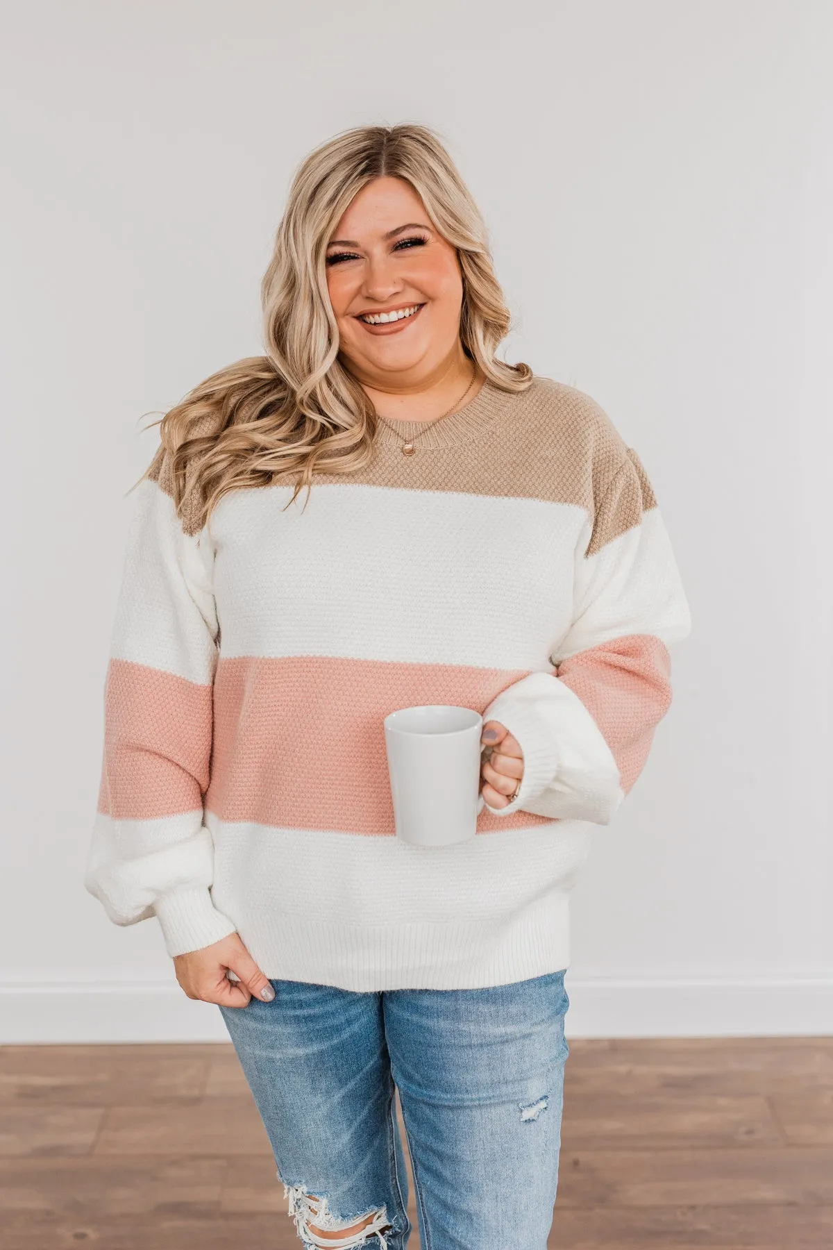 Icy Feelings Color Block Sweater- Mauve & Taupe