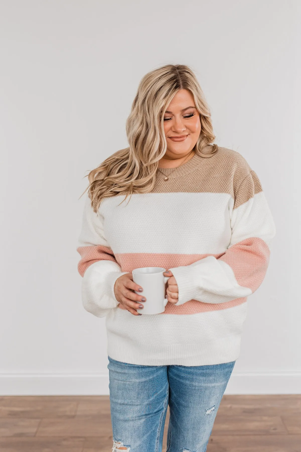 Icy Feelings Color Block Sweater- Mauve & Taupe