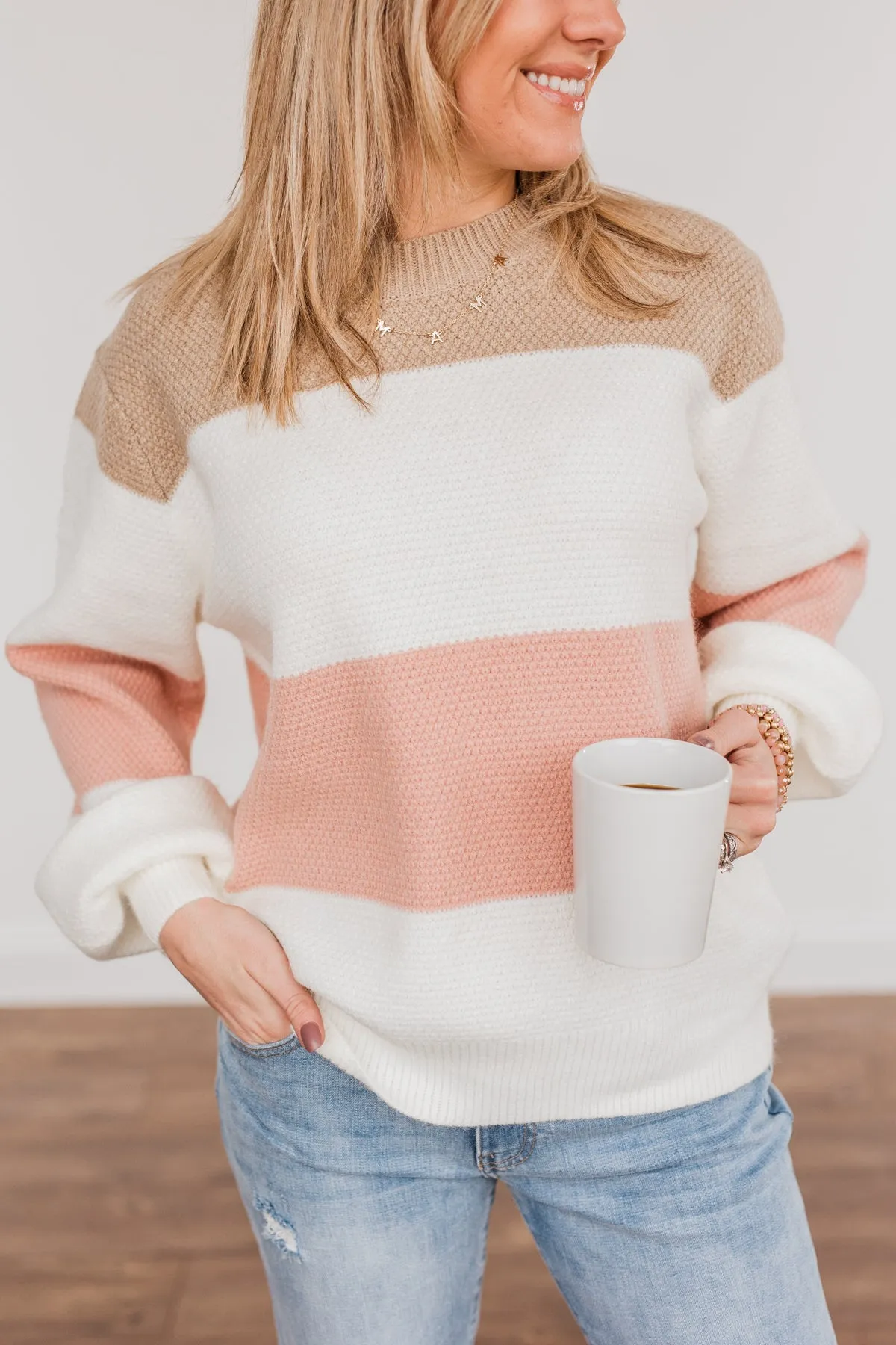 Icy Feelings Color Block Sweater- Mauve & Taupe