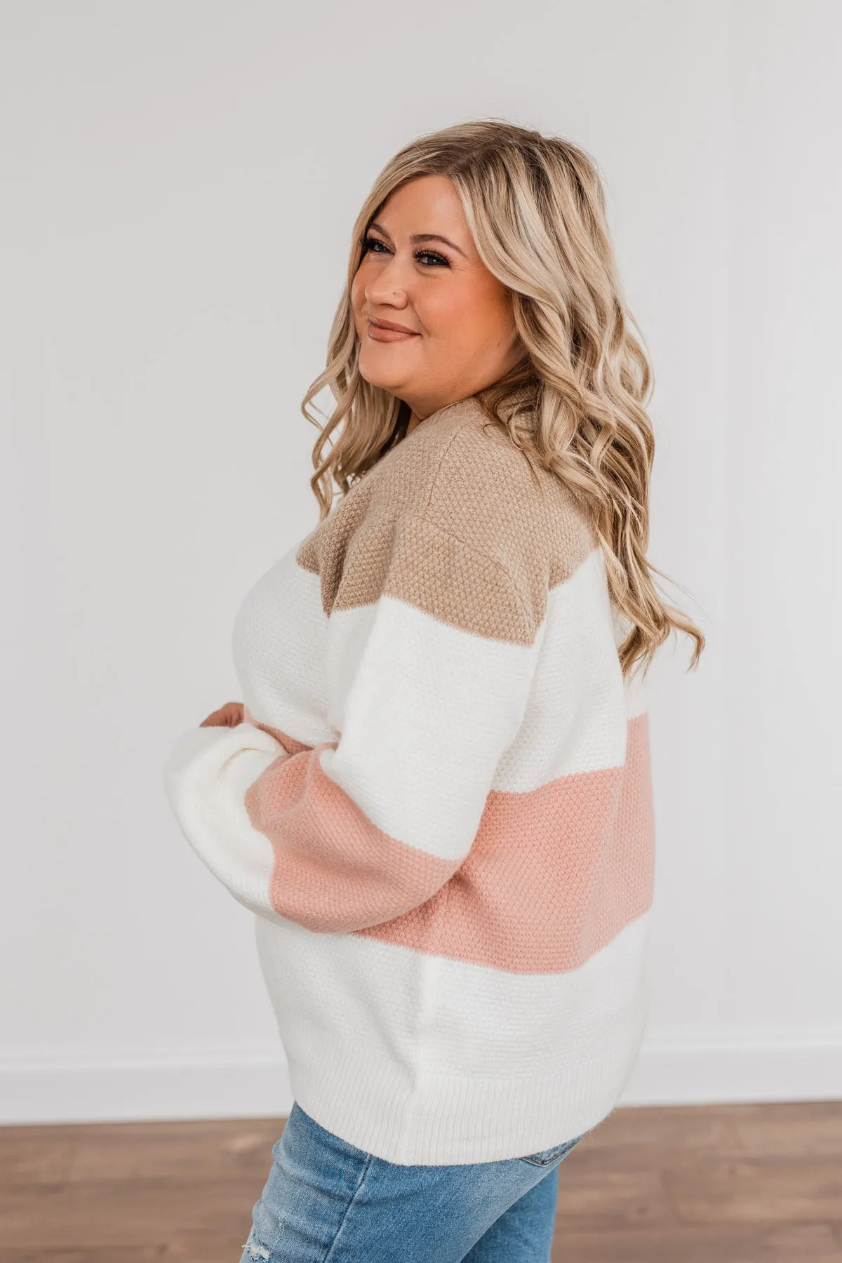 Icy Feelings Color Block Sweater- Mauve & Taupe