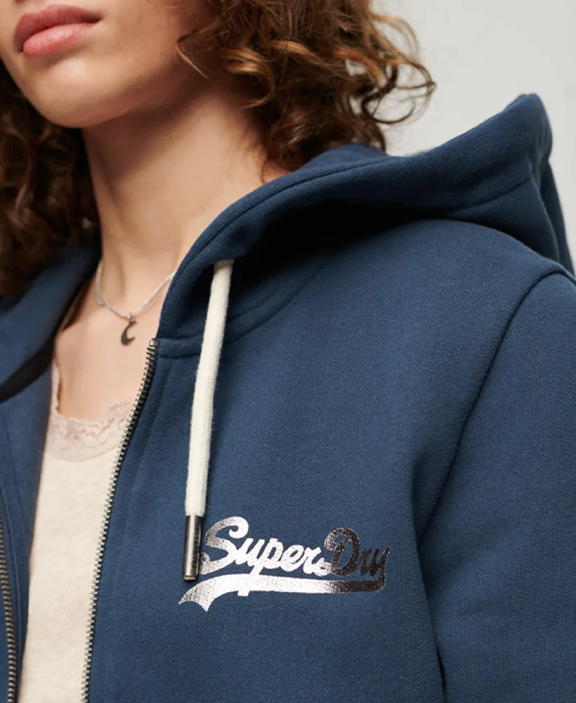 Japanese Vintage Logo Graphic Zip Hoodie | Nu Navy