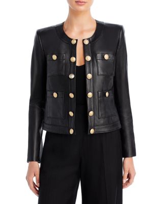 Jayde Leather Open Front Jacket