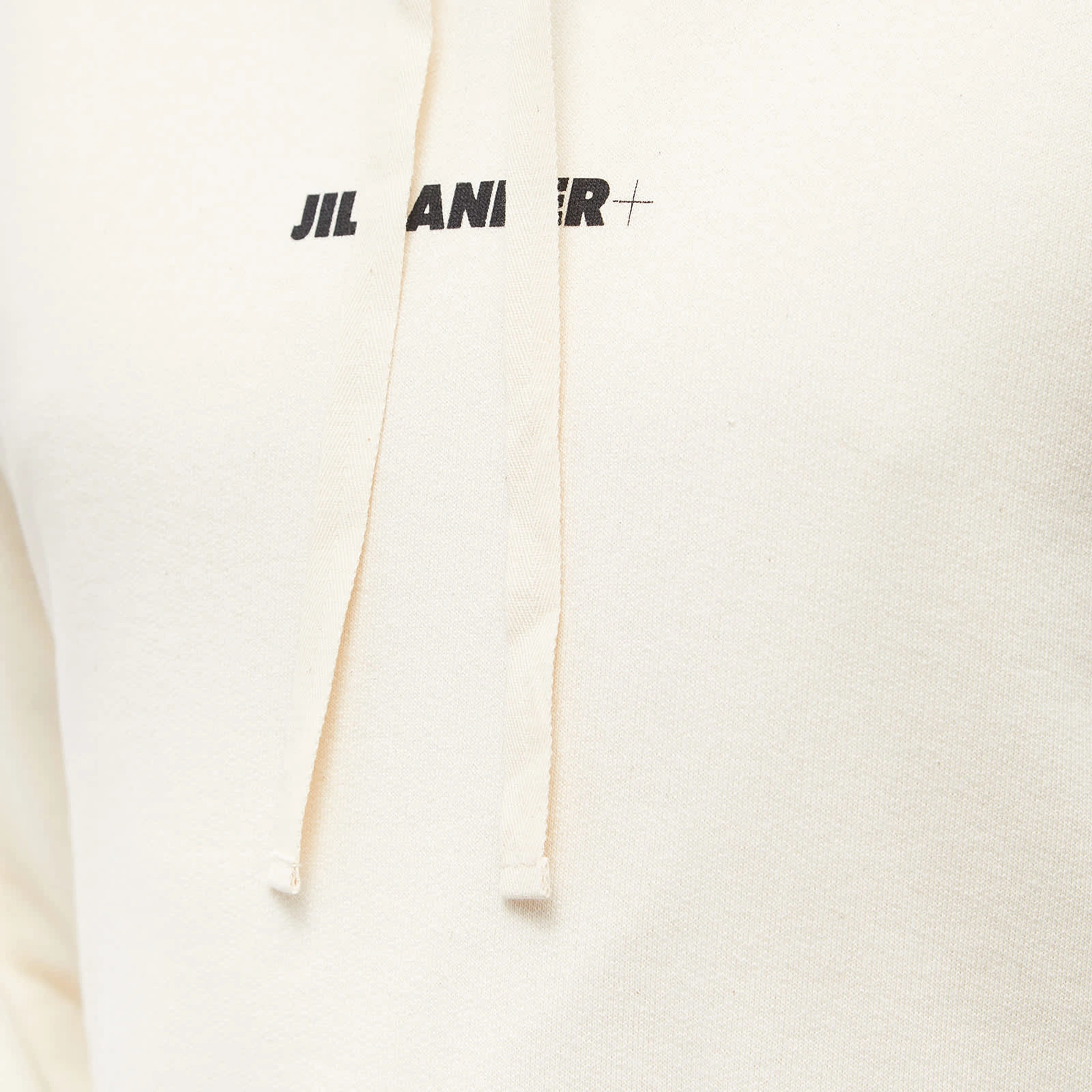 Jil Sander Logo Printed Off White Hoodie