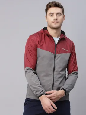 JUMP USA Men Grey Red Solid Active Wear Jacket