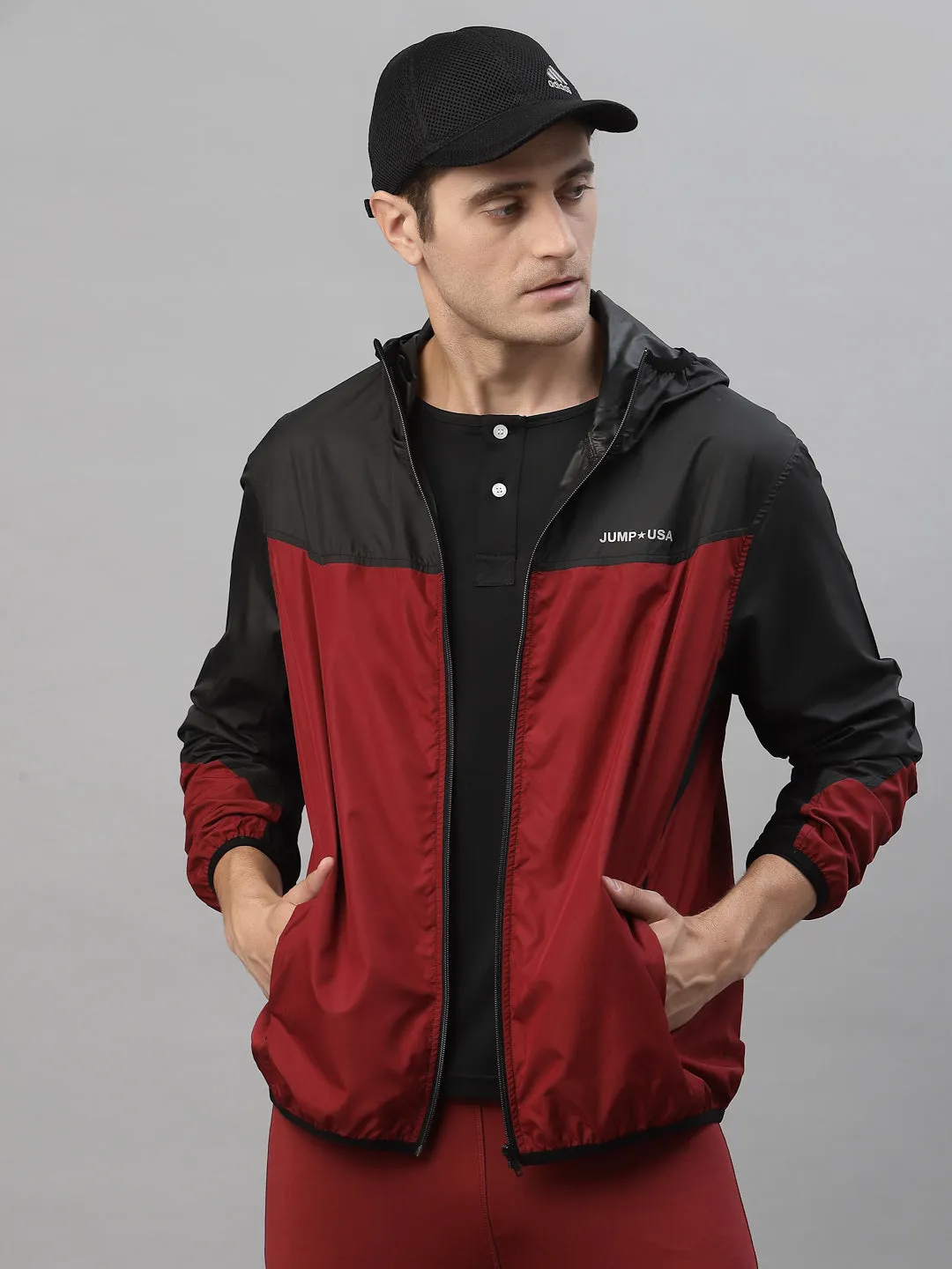 JUMP USA Men Red Black Active Wear Jacket