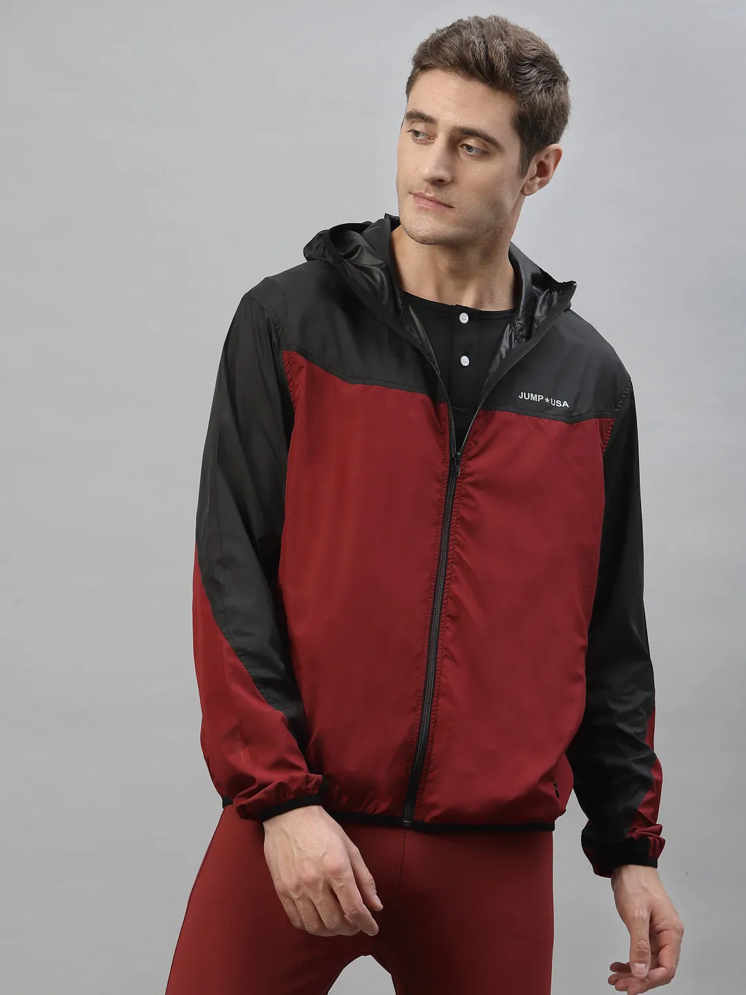 JUMP USA Men Red Black Active Wear Jacket