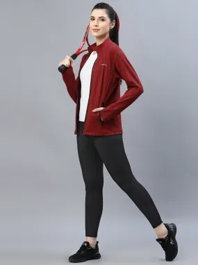 JUMP USA Women Maroon Solid Polyester Hiking Jacket