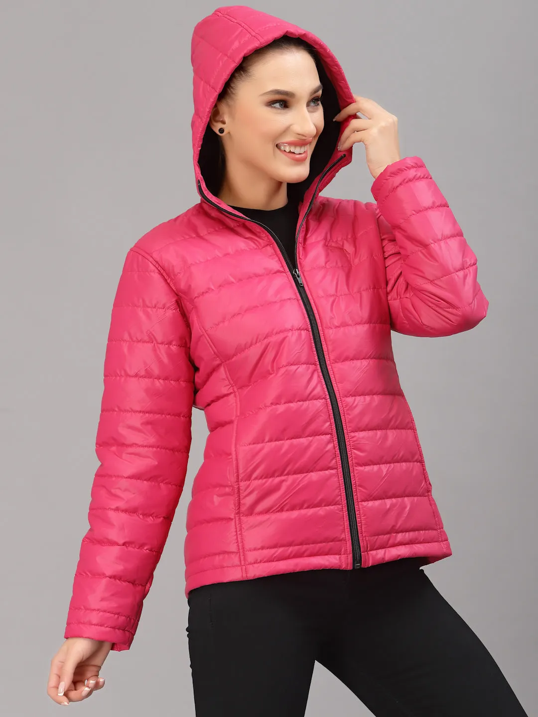 JUMP USA Women Solid Active Wear Jacket With Hood