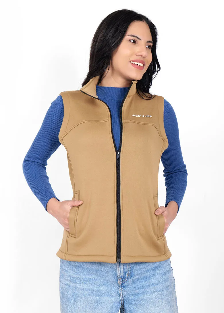 JUMP USA Women's Safari Sleeveless Solid Fleece vest  Jacket