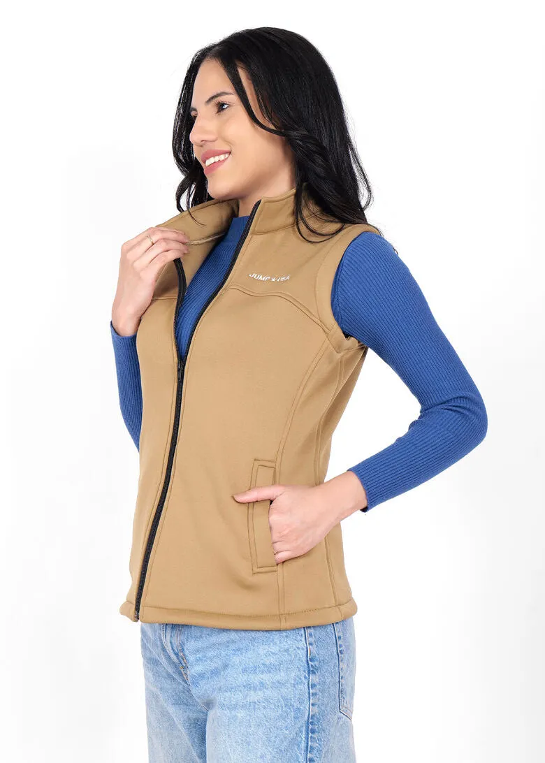 JUMP USA Women's Safari Sleeveless Solid Fleece vest  Jacket