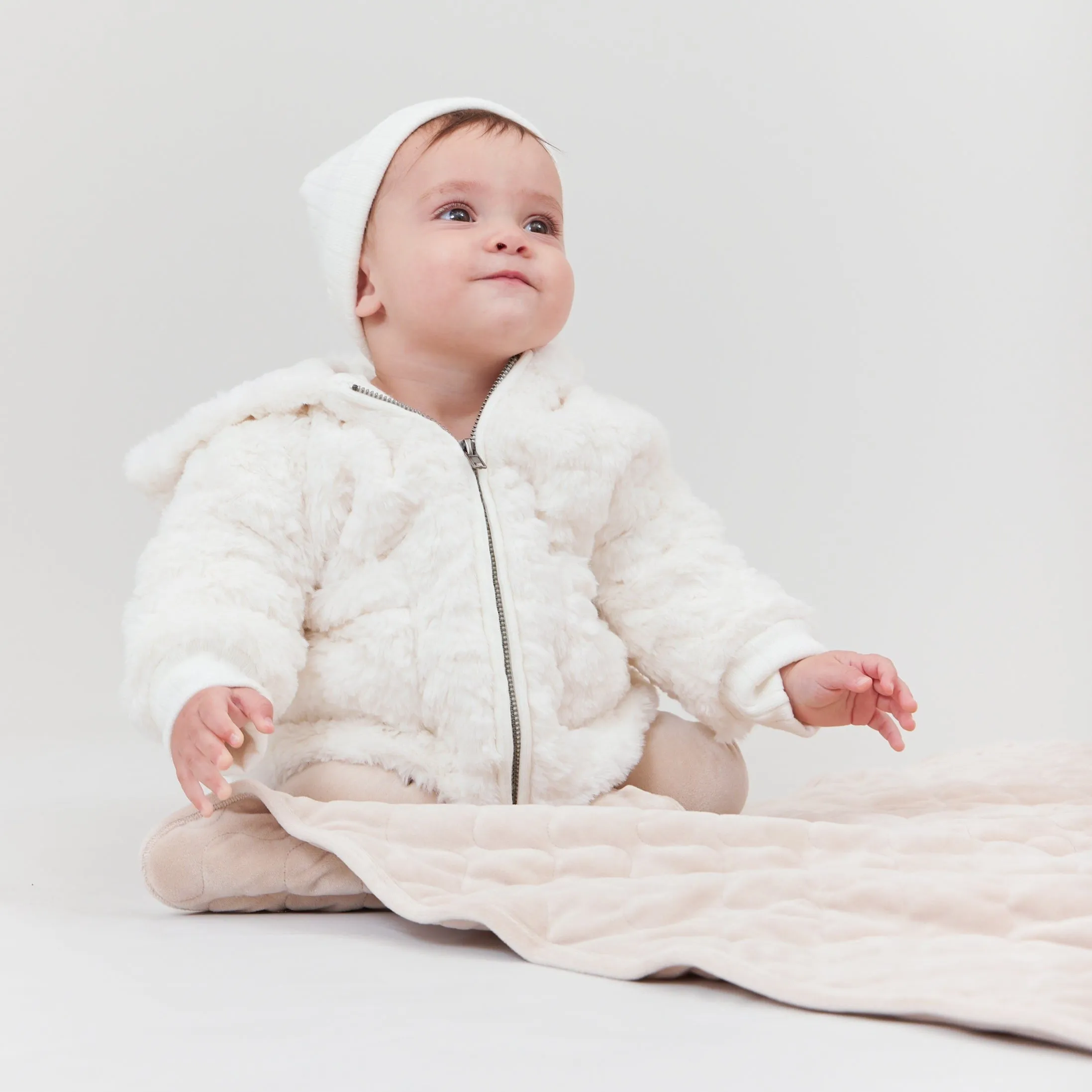 Kipp White Textured Fur Jacket