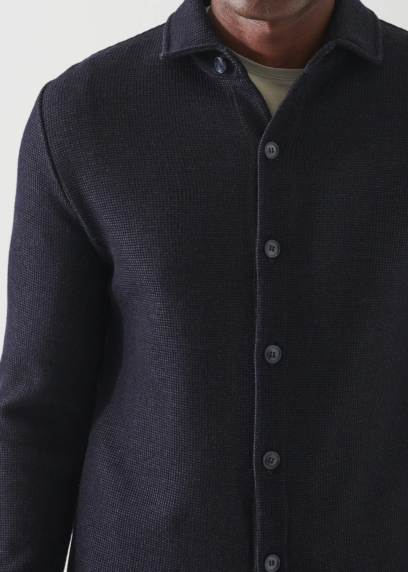 KNIT TWO-TONE SHIRT JACKET