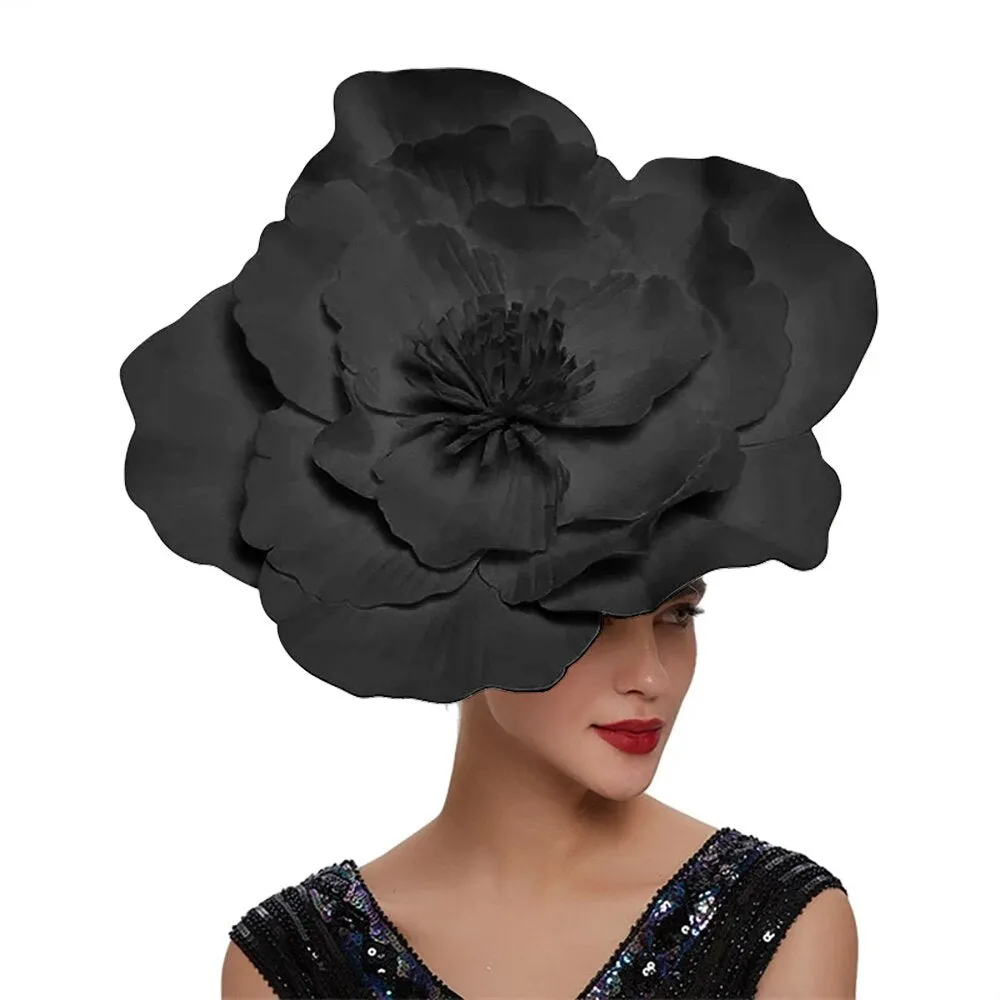 Large Flower Fascinator Hat Bridal Makeup Prom Kentucky Derby Headpiece  Photography Hair Accessories