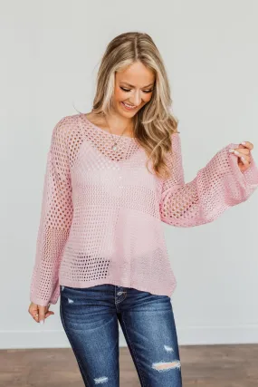 Living With Purpose Open Knit Sweater- Light Pink