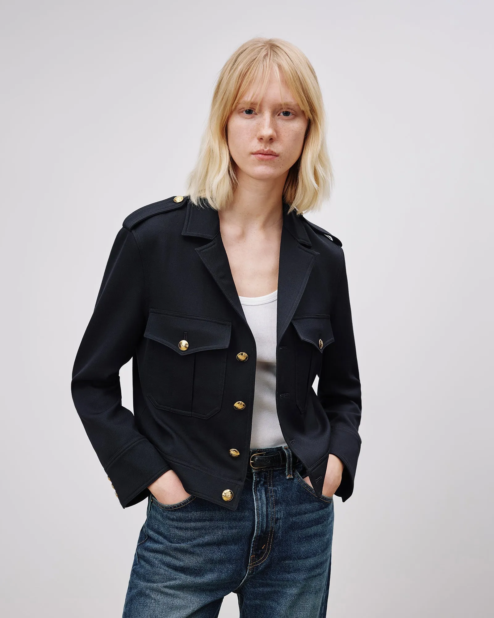 Lourdes Cropped Military Blazer