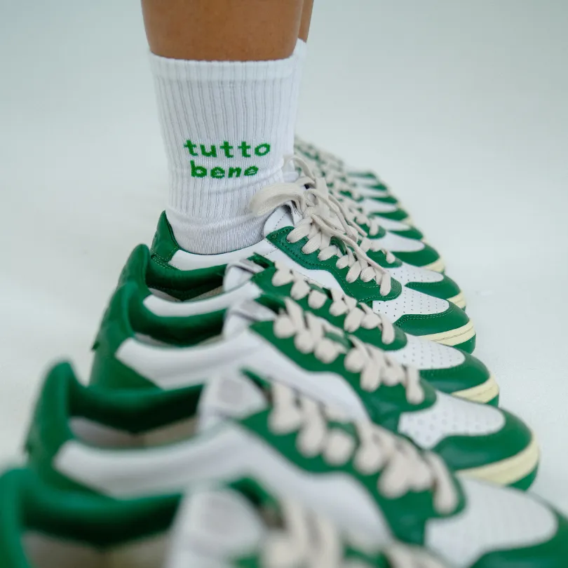 LOW SNEAKER 80's WB03 | Bicolor White/Green