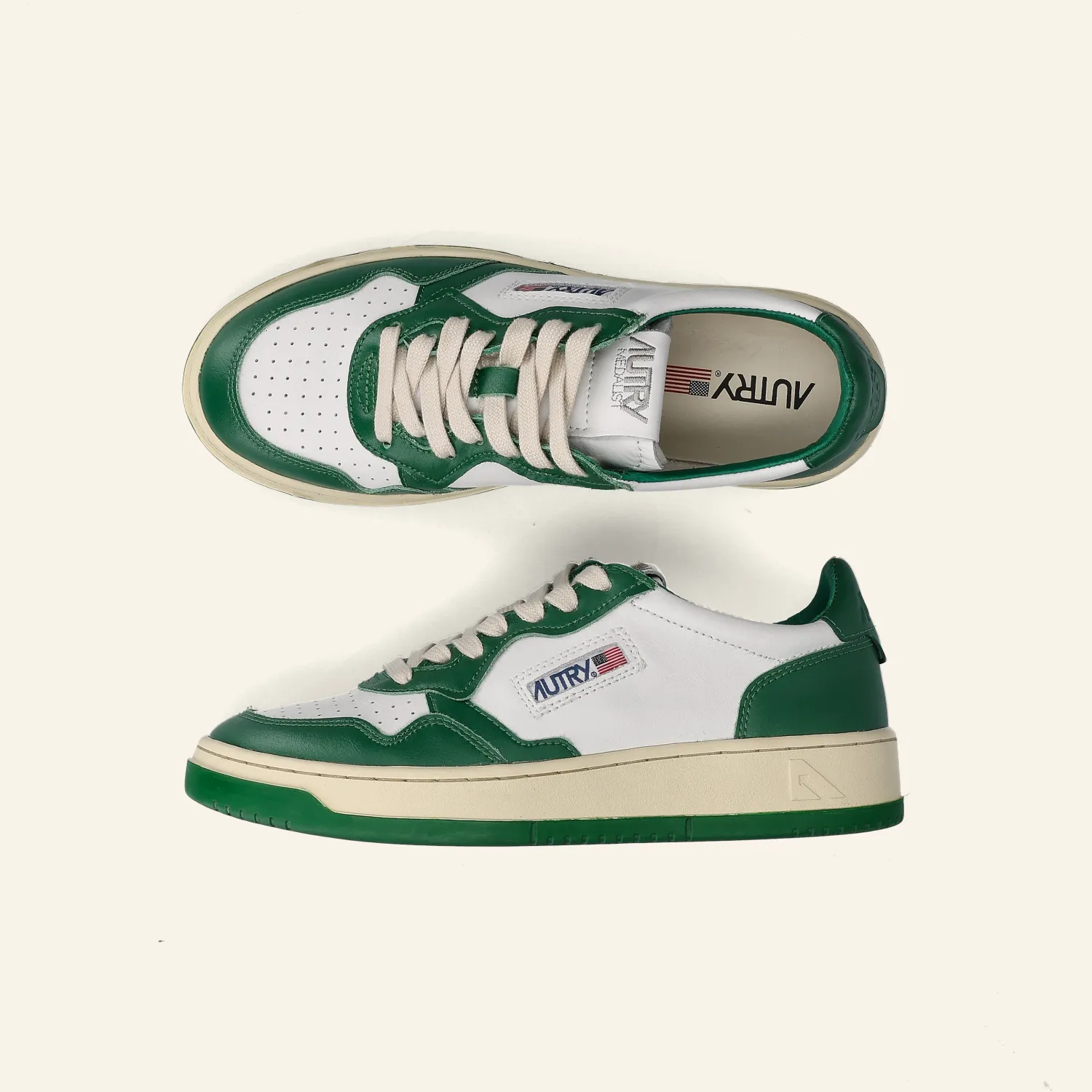 LOW SNEAKER 80's WB03 | Bicolor White/Green