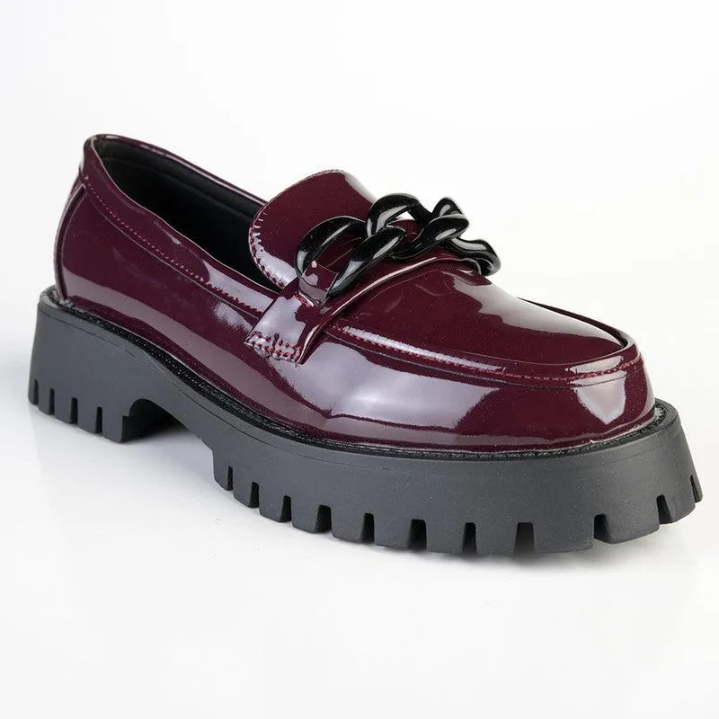 Madison Eli Chunky Sole Slip On Brogue - Ox Blood