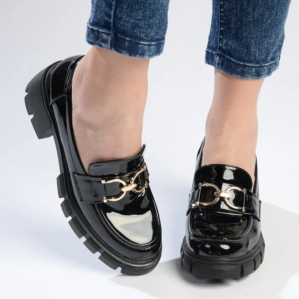 Madison Phoebe Heeled Loafer - Black