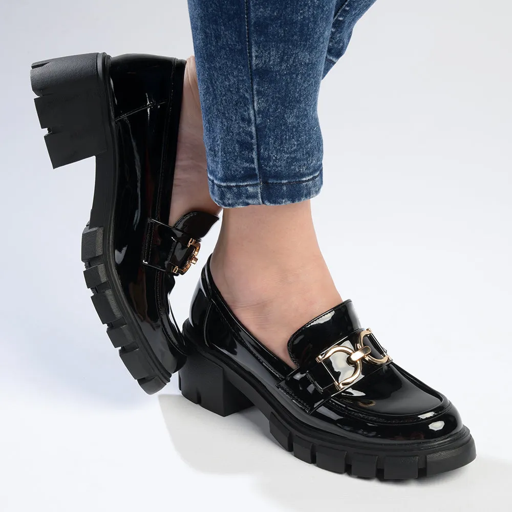 Madison Phoebe Heeled Loafer - Black