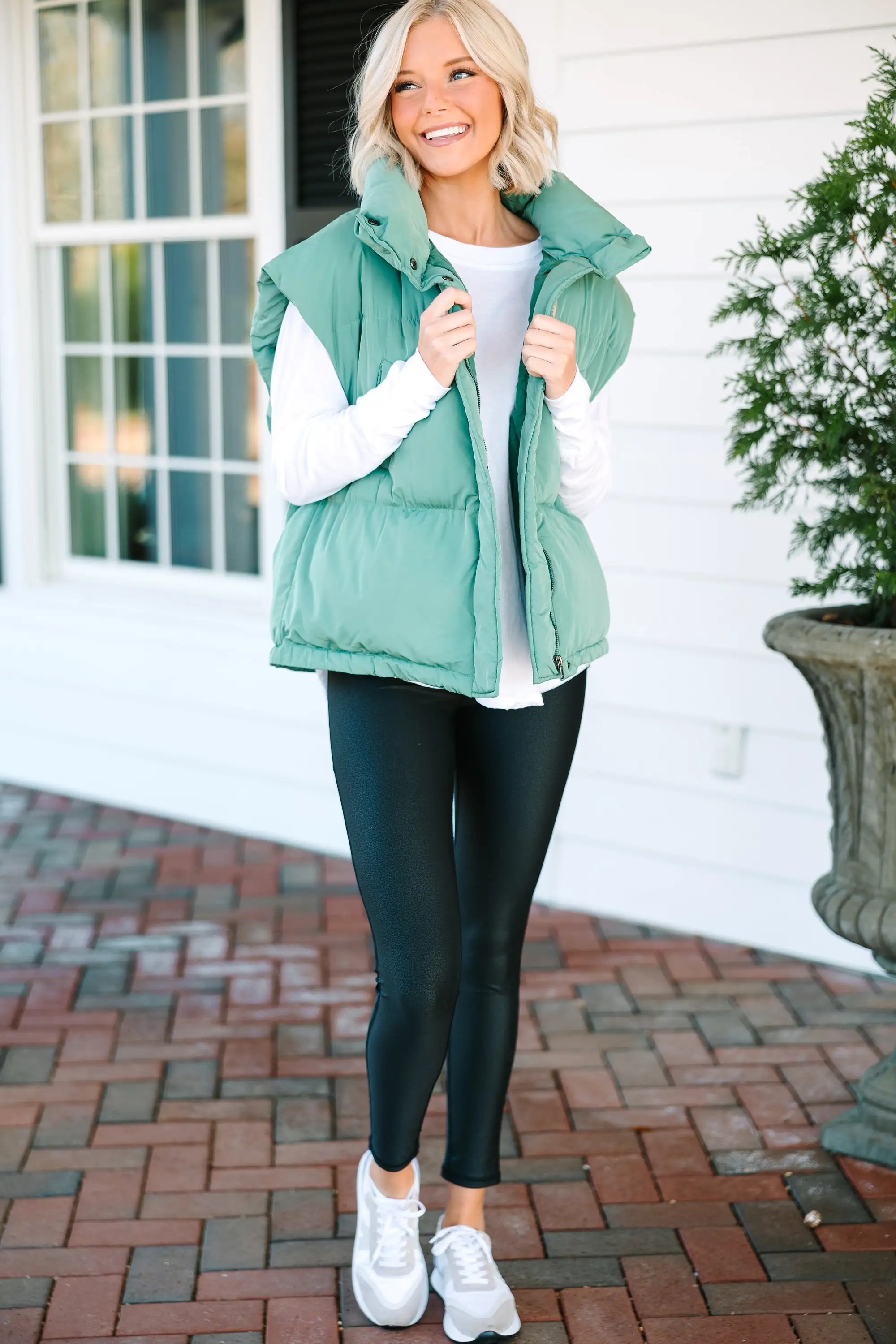 Make It Yours Sage Green Oversized Puffer Vest