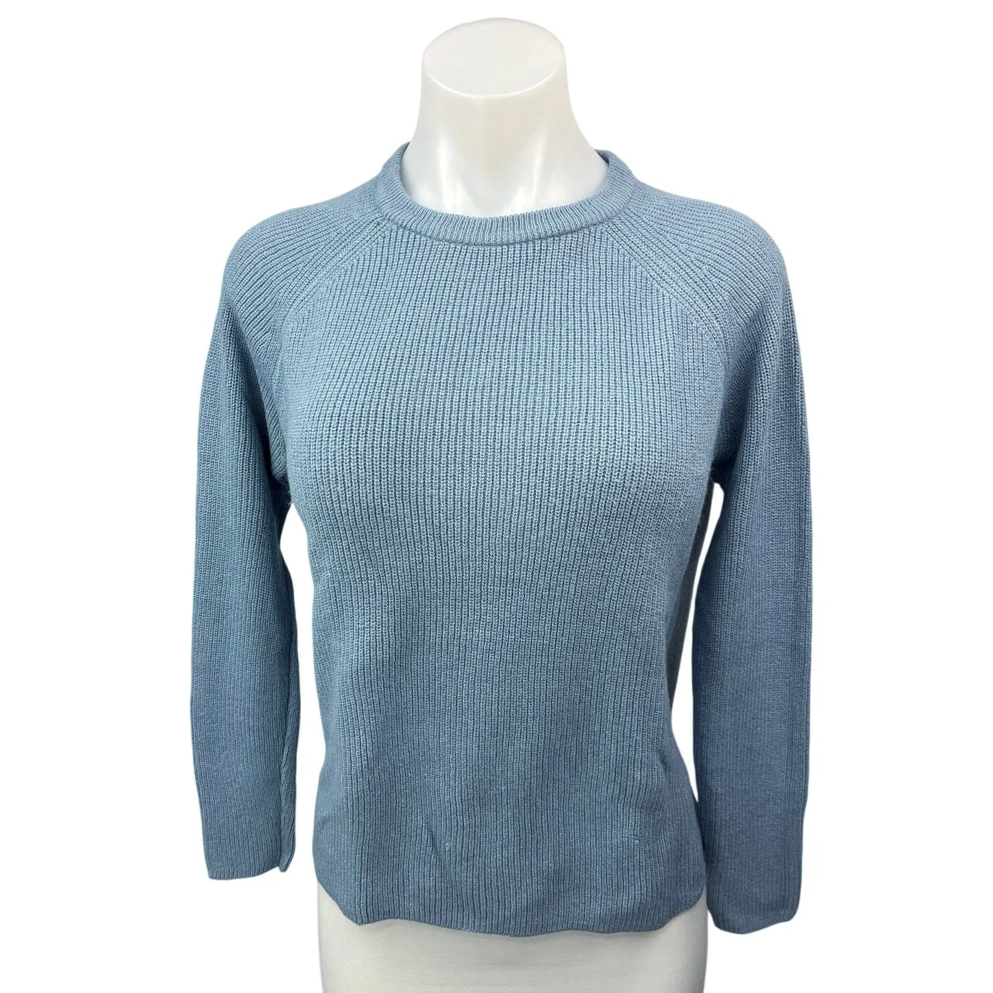 Mango Women's Blue Knitted Crew Neck Long Sleeve Pullover Sweater Top Size XS