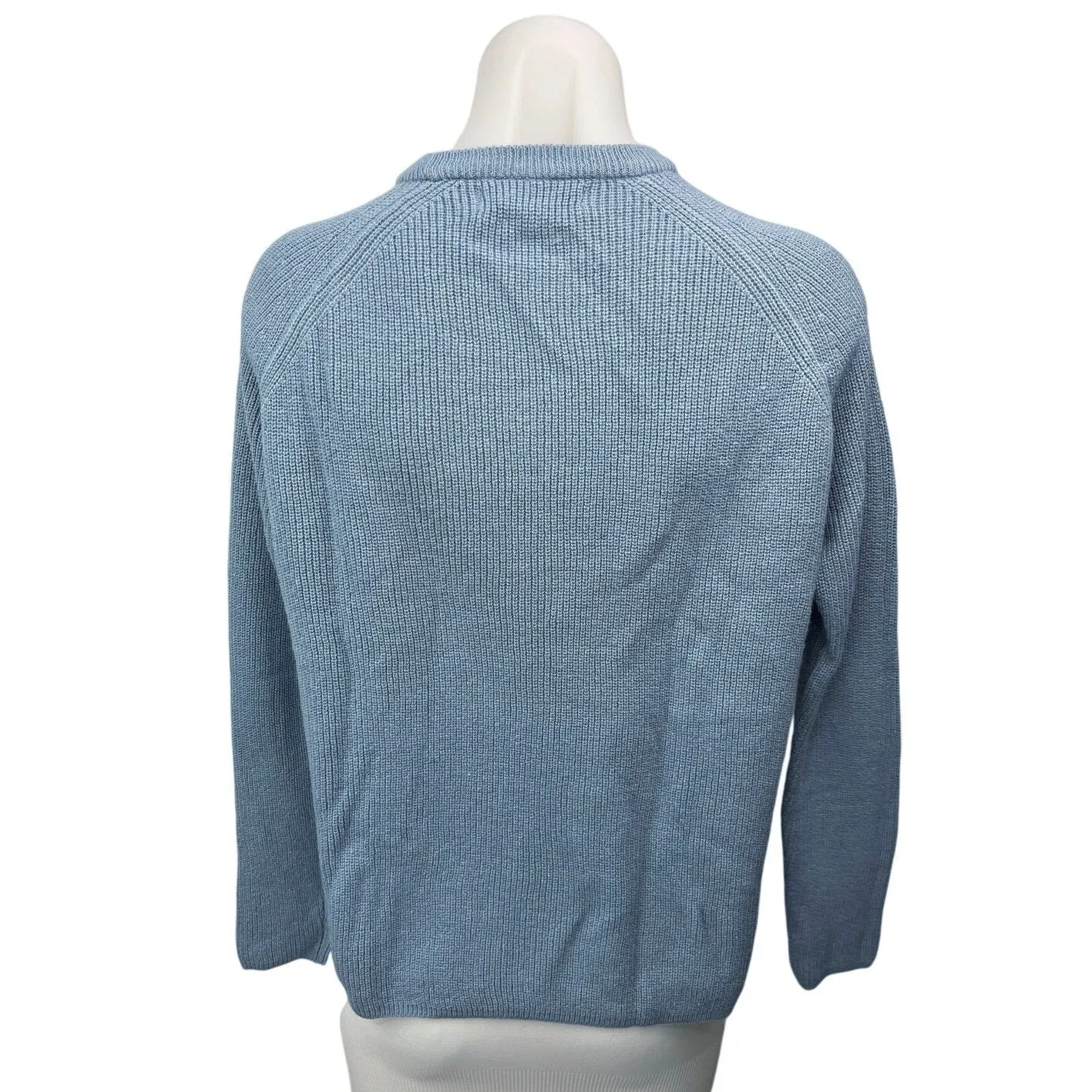 Mango Women's Blue Knitted Crew Neck Long Sleeve Pullover Sweater Top Size XS