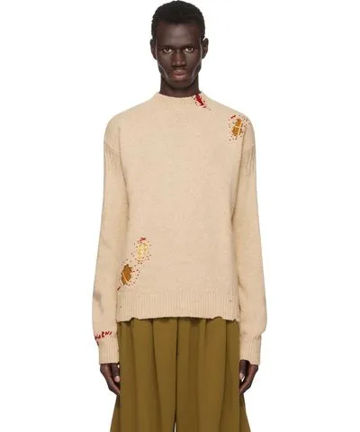 Marni Beige Mending Patches Sweater