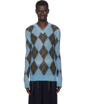 Marni Blue Argyle Sweater