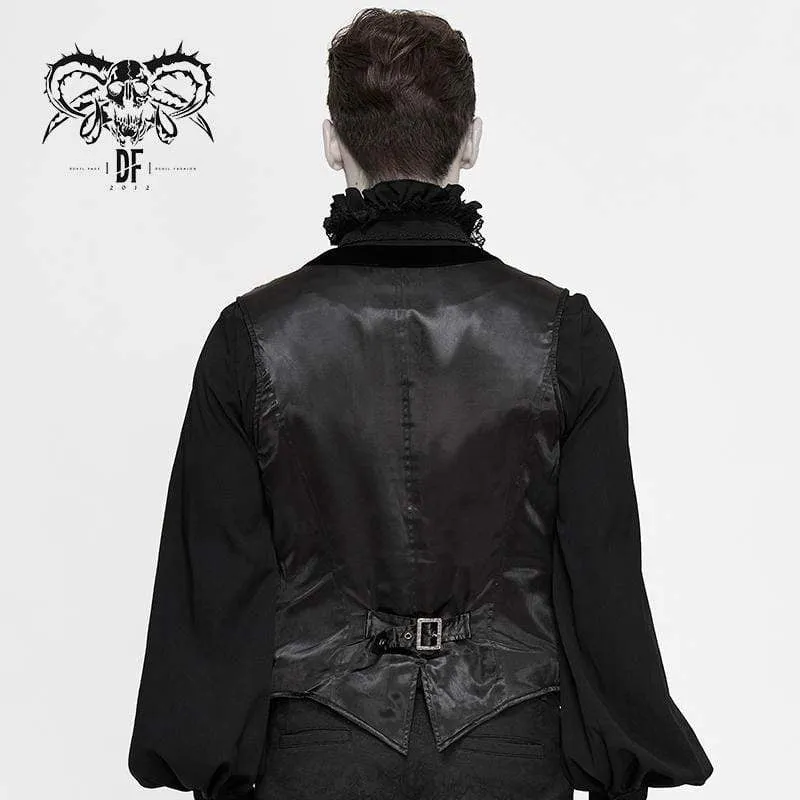 Men's Gothic V-neck Back Faux Leather Vests