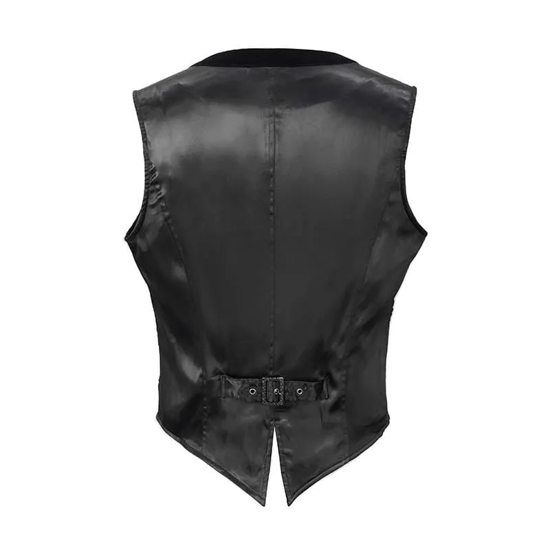 Men's Gothic V-neck Back Faux Leather Vests