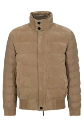 Mixed-material jacket with nubuck leather