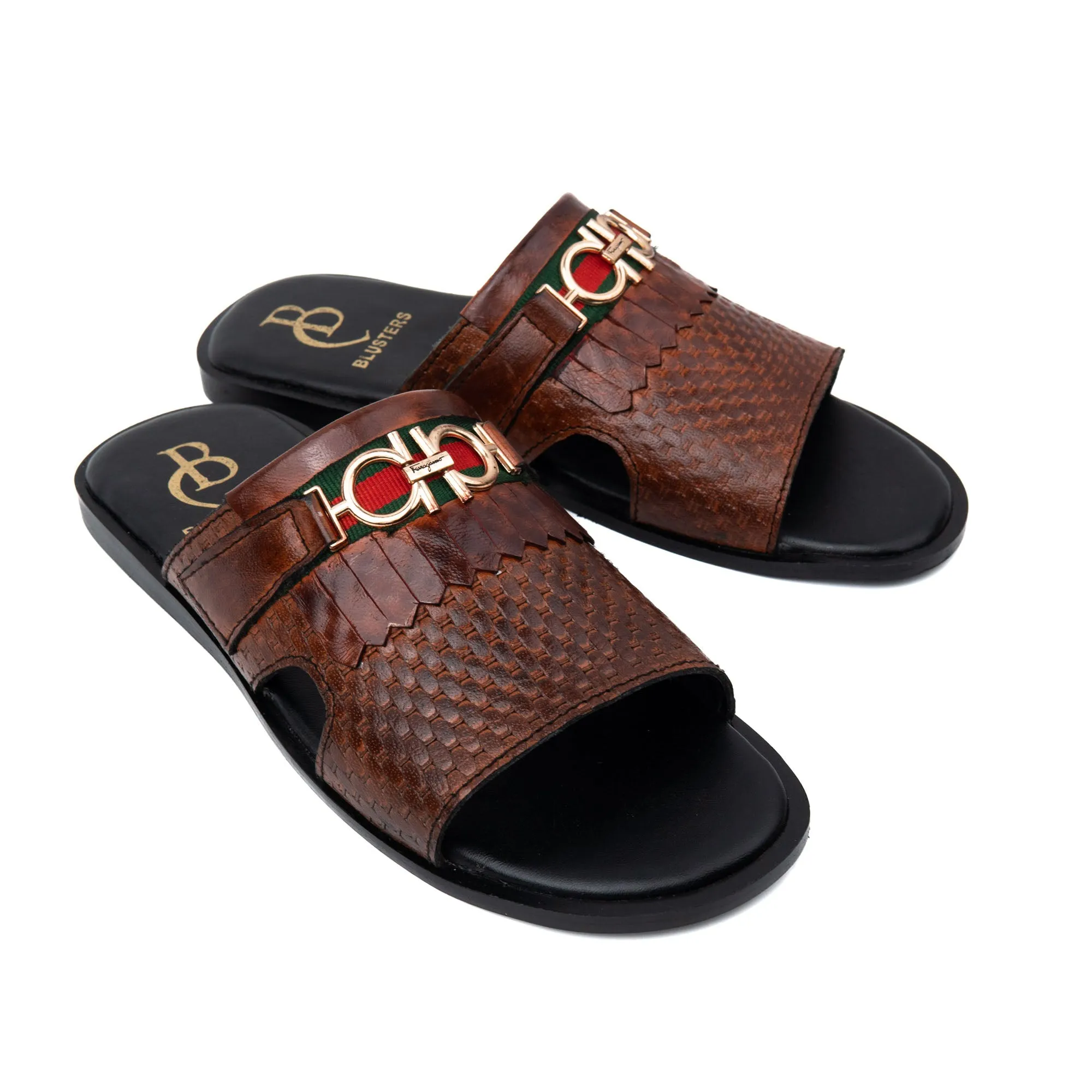 Multi Crossed Premium Leather Slippers