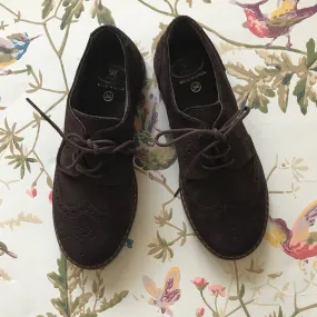 Papouelli Brown Suede Brogues: Size 34