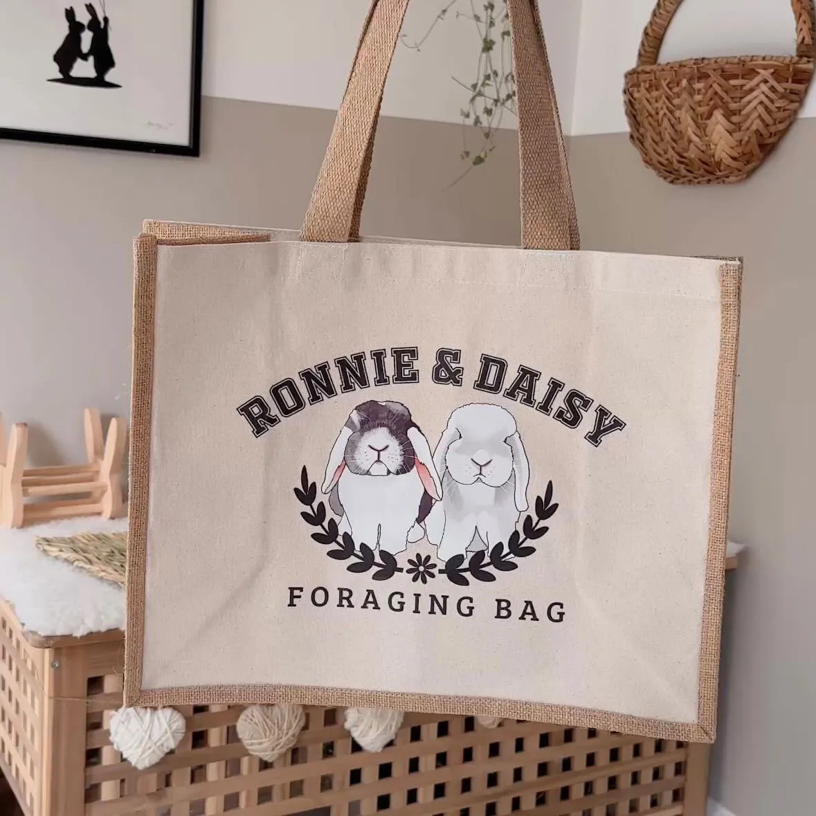 Personalised Bunny Jute Tote Bag