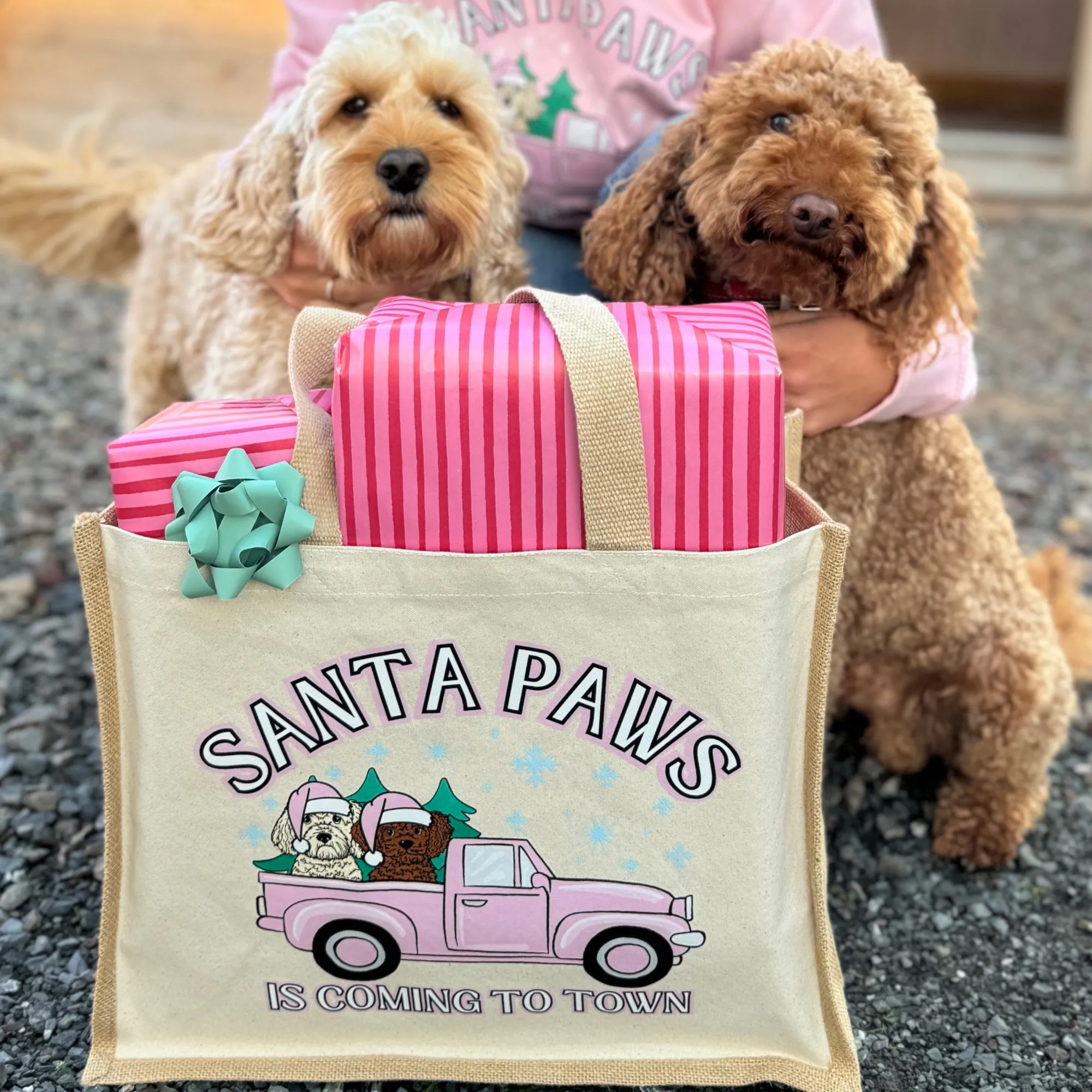 Personalised Santa Paws Jute Tote Bag