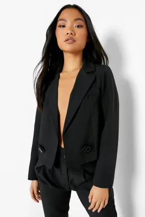 Petite Button Detail Cropped Blazer