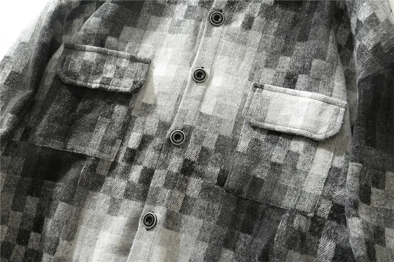 PLAID OVERSHIRT IN GREYSCALE FLANNEL - GREY