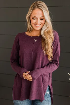 Ready For Anything Knit Sweater- Dark Plum