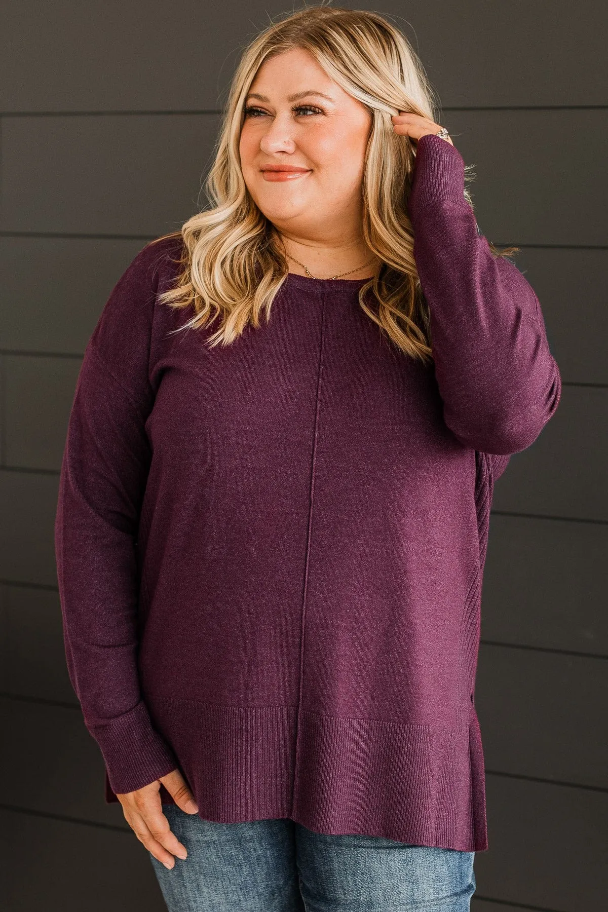 Ready For Anything Knit Sweater- Dark Plum