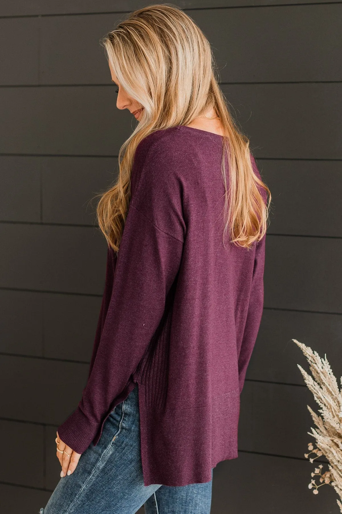 Ready For Anything Knit Sweater- Dark Plum