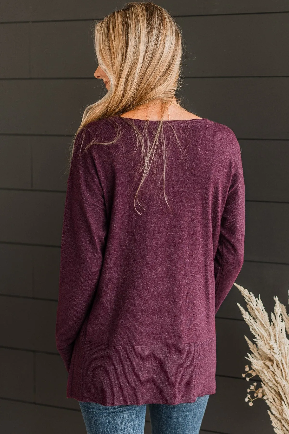 Ready For Anything Knit Sweater- Dark Plum