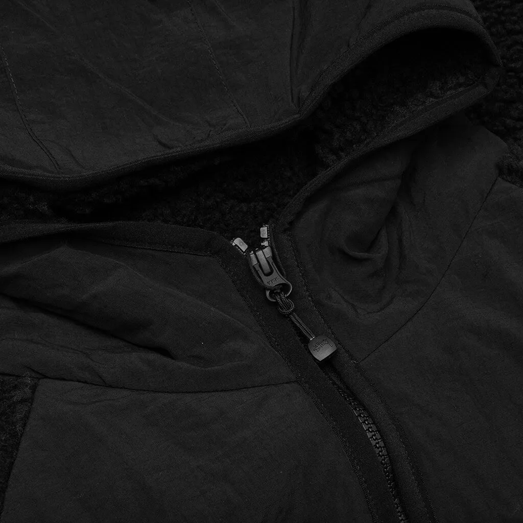 Sherpa Paneled Hooded Jacket - Black