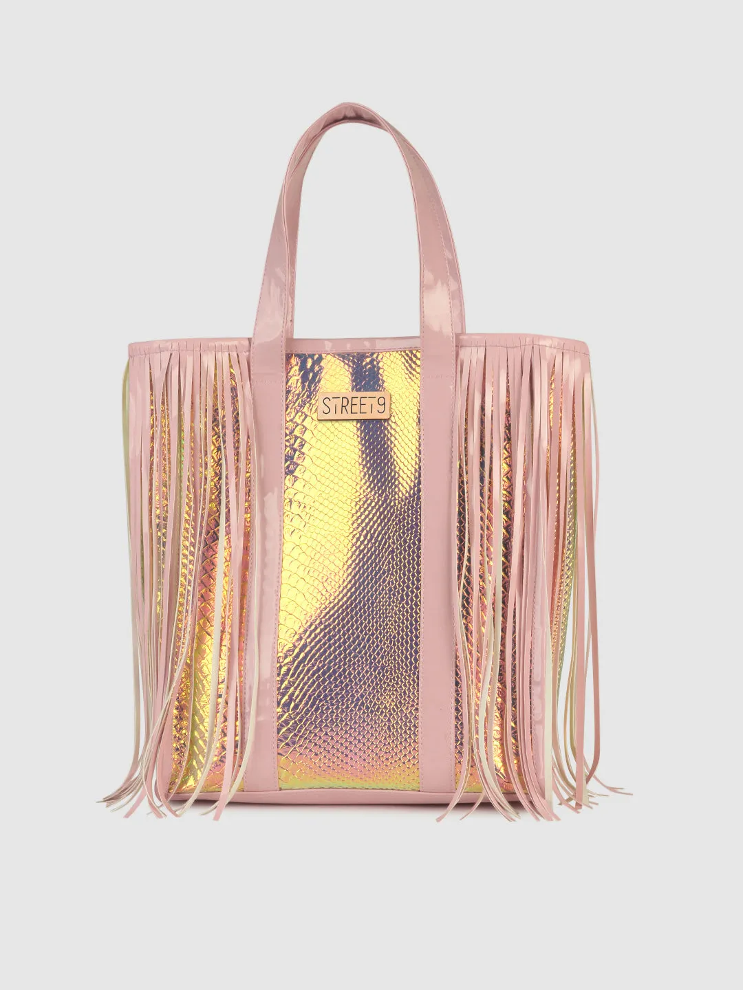 Shiny Snake Fringe Tote Bag