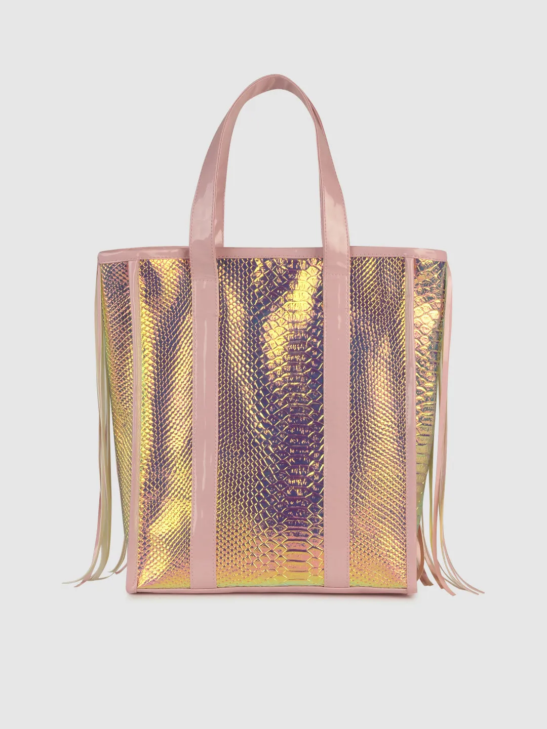 Shiny Snake Fringe Tote Bag