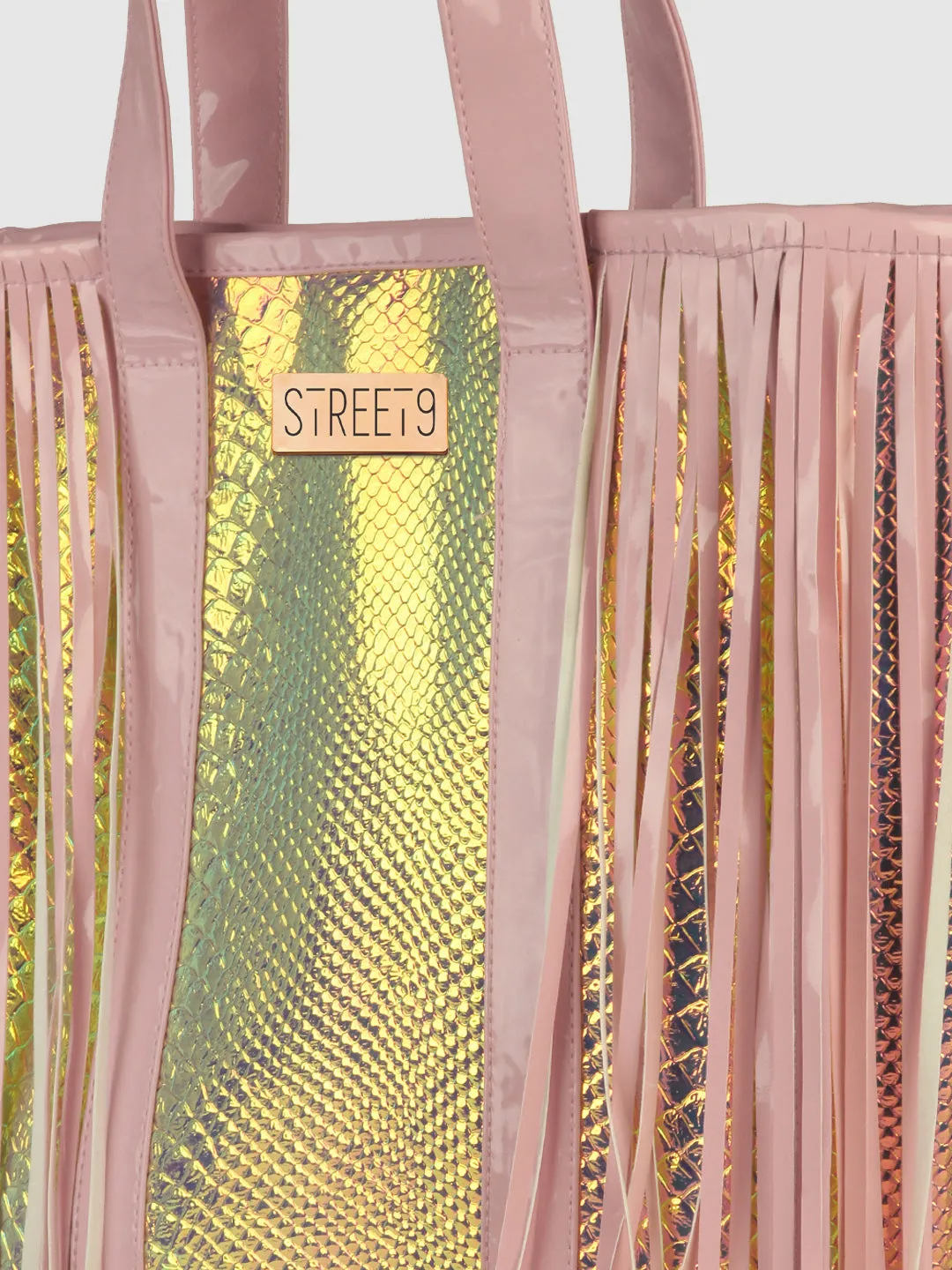 Shiny Snake Fringe Tote Bag