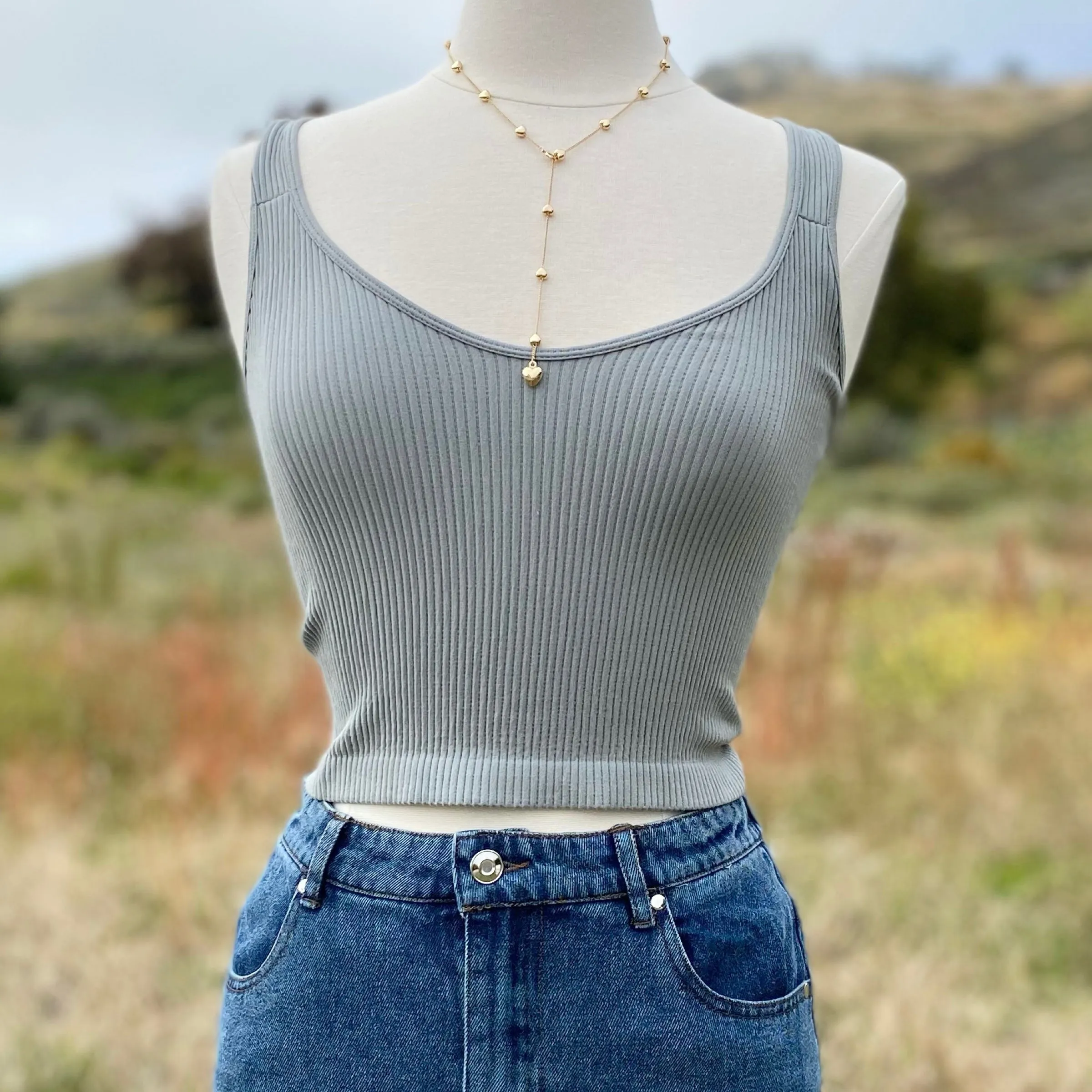 Shoreline Ribbed Crop Top Sage