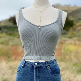 Shoreline Ribbed Crop Top Sage